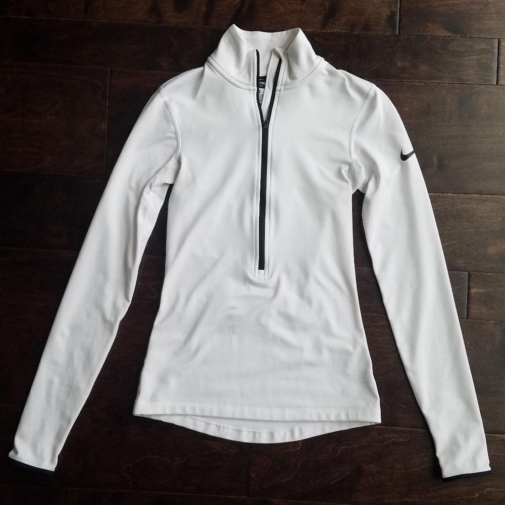 White Nike Dri-Fit Deep Half-zip